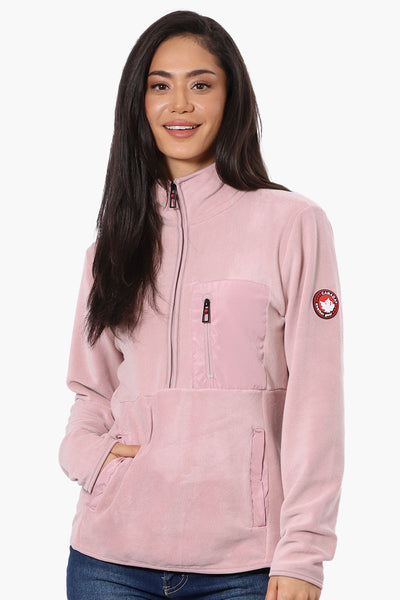 Canada Weather Gear 1/4 Zip Polar Fleece Pullover Sweater - Pink - Womens Pullover Sweaters - Fairweather