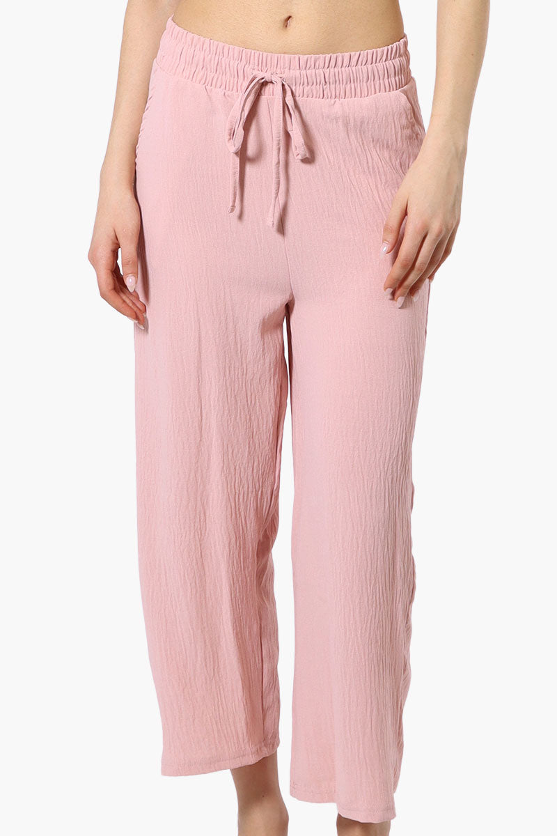 Urbanology Tie Waist Culotte Pants - Pink - Womens Pants - Fairweather