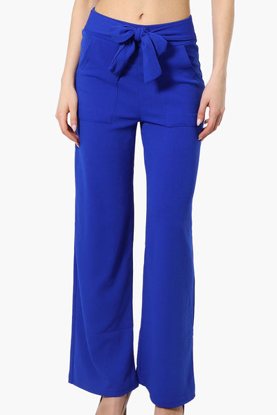 Majora Solid Large Pocket Belted Pants - Blue - Womens Pants - Fairweather