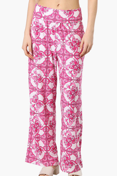 International INC Company Patterned Fold Over Palazzo Pants - Pink - Womens Pants - Fairweather