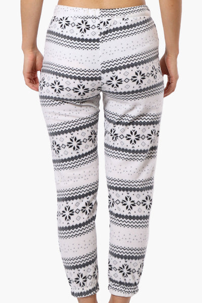 Canada Weather Gear Festive Pattern Fleece Pajama Bottoms - White - Womens Pajamas - Fairweather