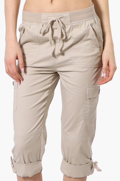 Canada Weather Gear Tie Waist Cargo Capris - Beige - Womens Shorts & Capris - Fairweather