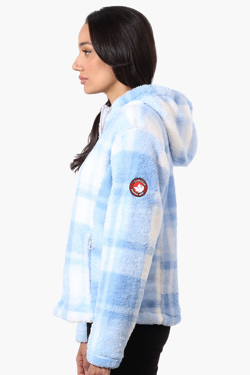 Canada Weather Gear Plush Plaid Hooded Lightweight Jacket - Blue - Womens Lightweight Jackets - Fairweather