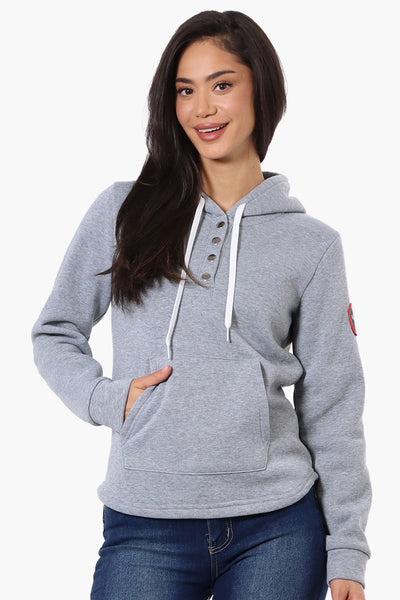 Fahrenheit Basic Henley Hoodie - Grey - Womens Hoodies & Sweatshirts - Fairweather