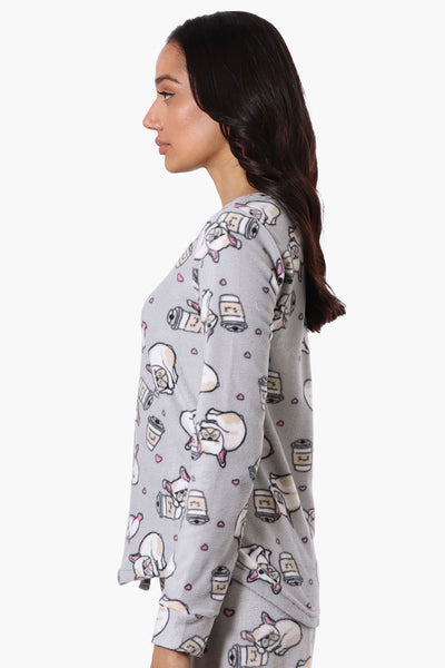 Canada Weather Gear Dog Pattern Pajama Top - Grey - Womens Pajamas - Fairweather