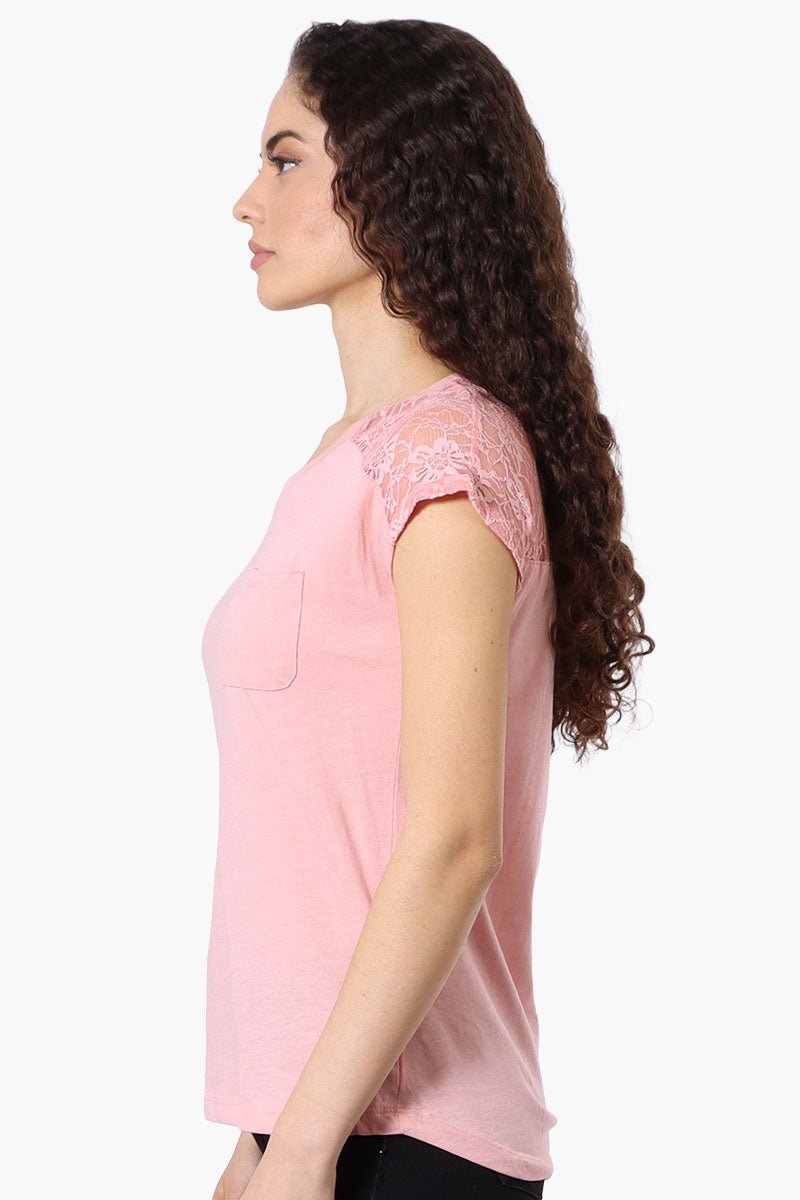 Majora Floral Lace Cap Sleeve Tee - Pink