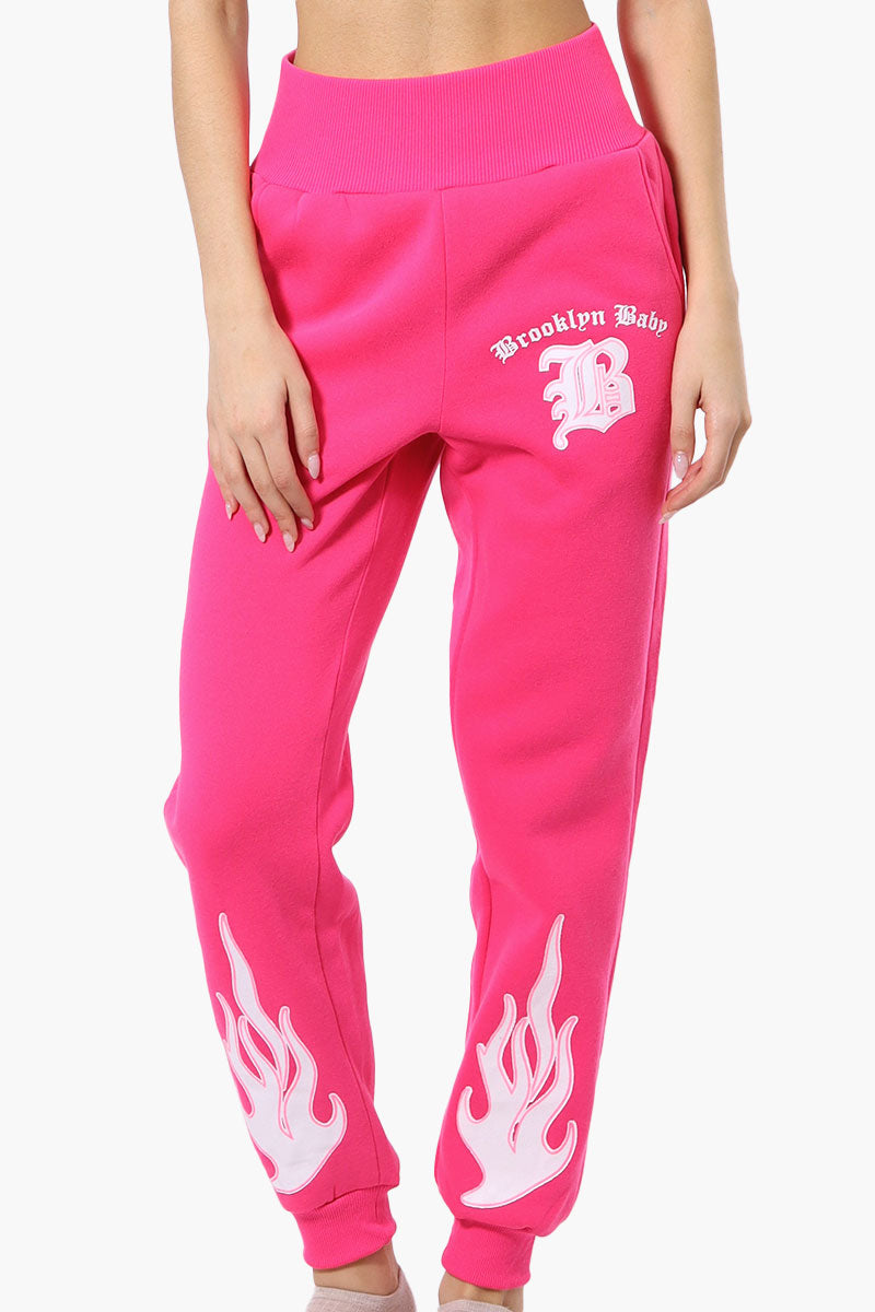 New Look High Waisted Flame Print Joggers - Pink - Womens Joggers & Sweatpants - Fairweather