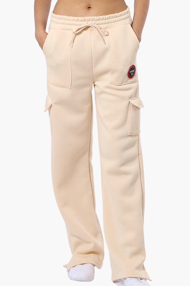 Fahrenheit Fleece Tie Waist Cargo Sweatpants - Cream - Womens Joggers & Sweatpants - Fairweather