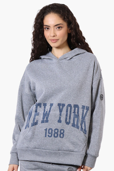 Fahrenheit Oversized New York Print Hoodie - Grey - Womens Hoodies & Sweatshirts - Fairweather