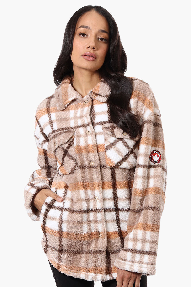 Canada Weather Gear Plush Plaid Lightweight Jacket - Beige - Womens Lightweight Jackets - Fairweather