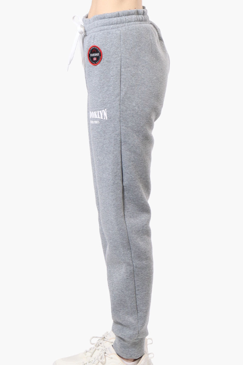 Fahrenheit Tie Waist Brooklyn Print Joggers - Grey - Womens Joggers & Sweatpants - Fairweather