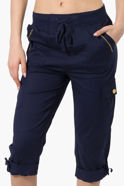 Canada Weather Gear Tie Waist Cargo Capris - Navy - Womens Shorts & Capris - Fairweather