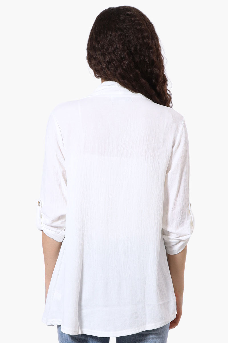 Urbanology Roll Up Sleeve Open Wrap Cardigan - White