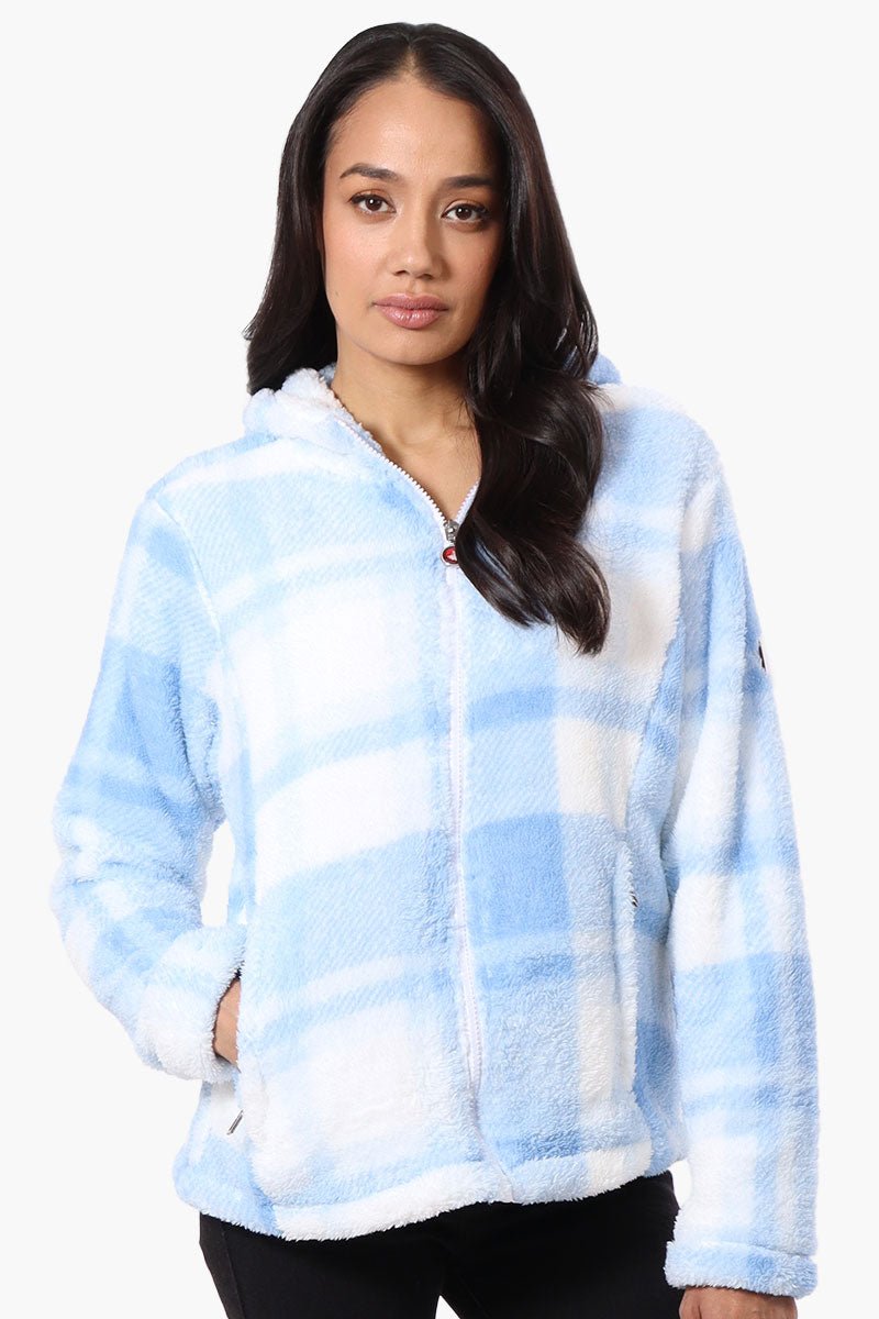 Canada Weather Gear Plush Plaid Hooded Lightweight Jacket - Blue - Womens Lightweight Jackets - Fairweather