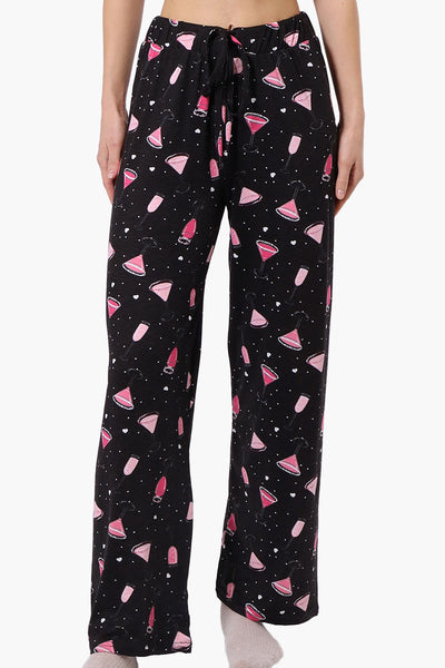 Canada Weather Gear Martini Pattern Wide Leg Pajama Pants - Black - Womens Pajamas - Fairweather