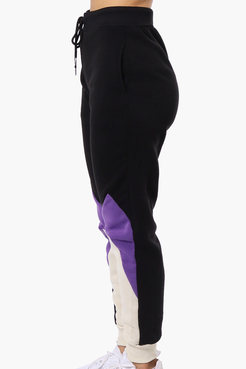 New Look Fleece Colour Block Joggers - Black - Womens Joggers & Sweatpants - Fairweather