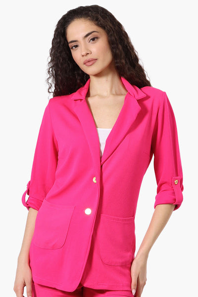 Majora Roll Up Sleeve Two Button Blazer - Pink - Womens Blazers - Fairweather