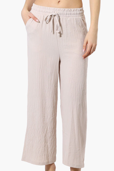 Urbanology Tie Waist Culotte Pants - Beige - Womens Pants - Fairweather