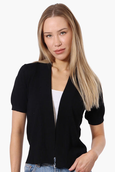 Impress Cap Sleeve Open Shrug Cardigan - Black - Womens Cardigans - Fairweather