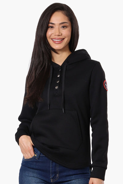 Fahrenheit Basic Henley Hoodie - Black - Womens Hoodies & Sweatshirts - Fairweather