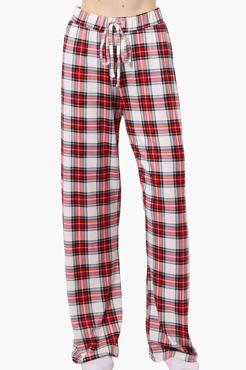 Cuddly Canuckies Plaid Wide Leg Pajama Pants - White - Womens Pajamas - Fairweather