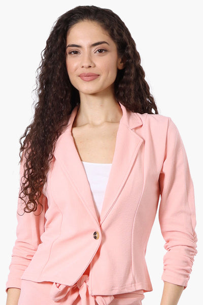 Majora Cinched Sleeve Single Button Blazer - Pink - Womens Blazers - Fairweather