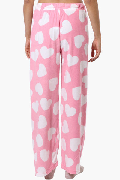 Canada Weather Gear Heart Pattern Wide Leg Pajama Pants - Pink - Womens Pajamas - Fairweather