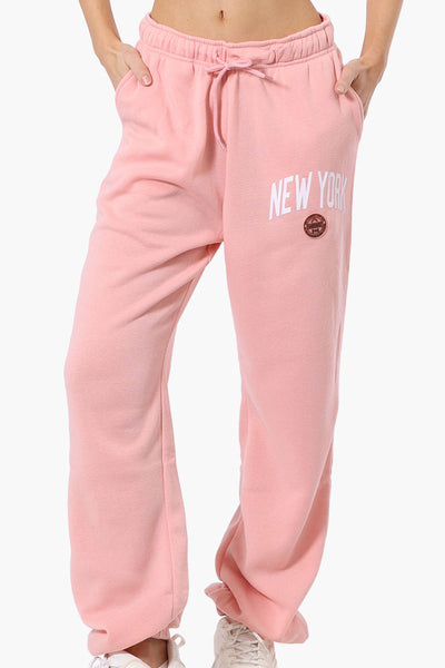 Fahrenheit London Print Fleece Joggers - Pink - Womens Joggers & Sweatpants - Fairweather