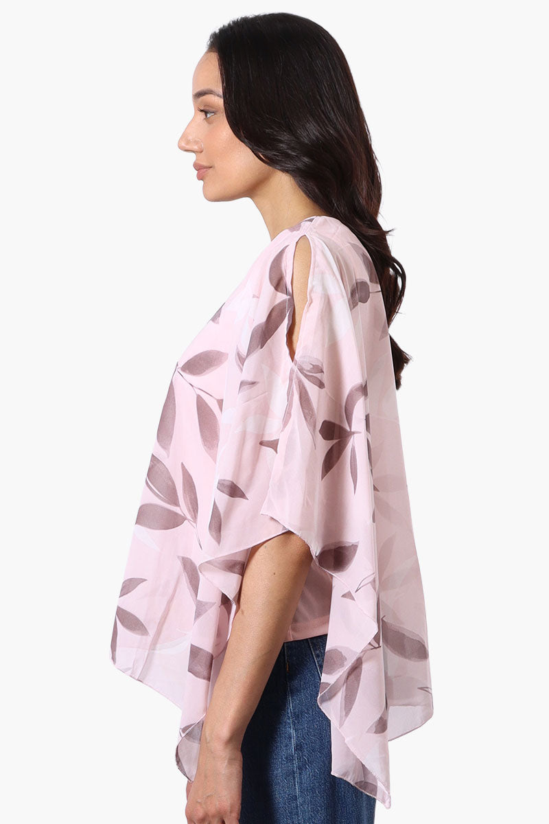 Limite Floral Cold Shoulder Poncho Blouse - Pink