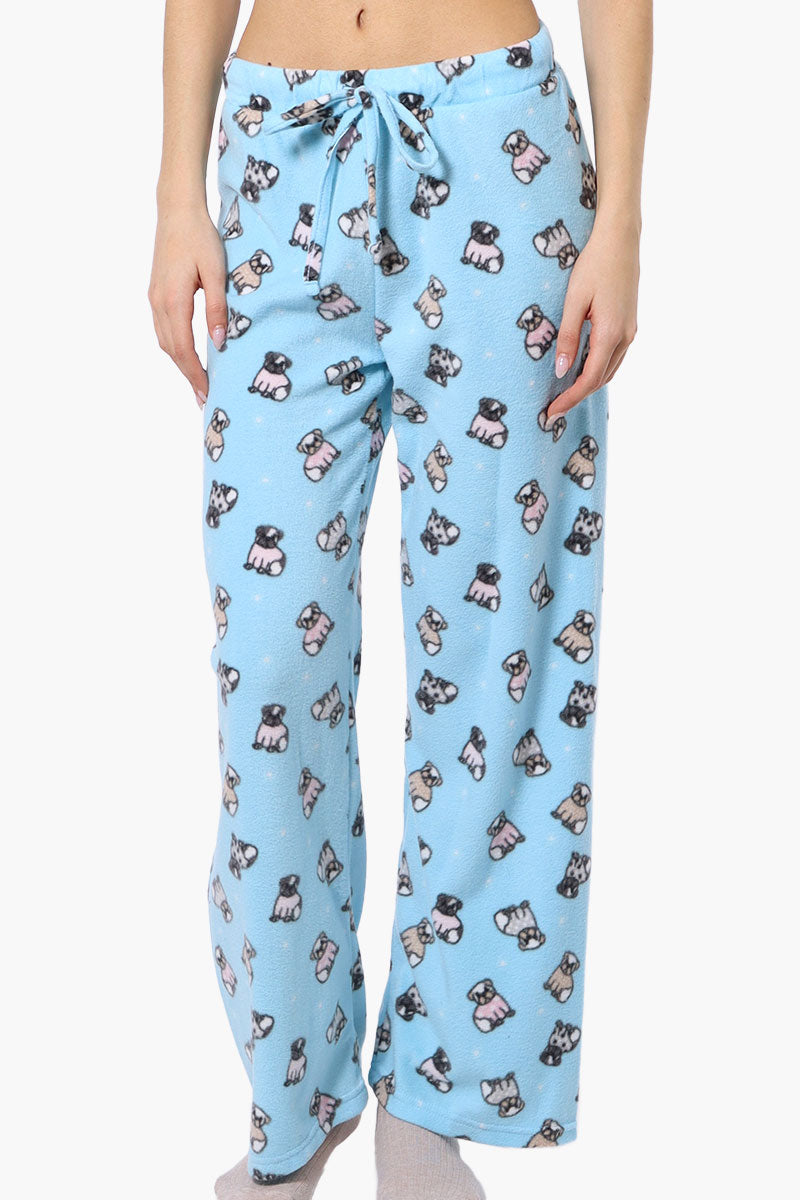 Canada Weather Gear Pug Pattern Wide Leg Pajama Bottoms - Blue - Womens Pajamas - Fairweather