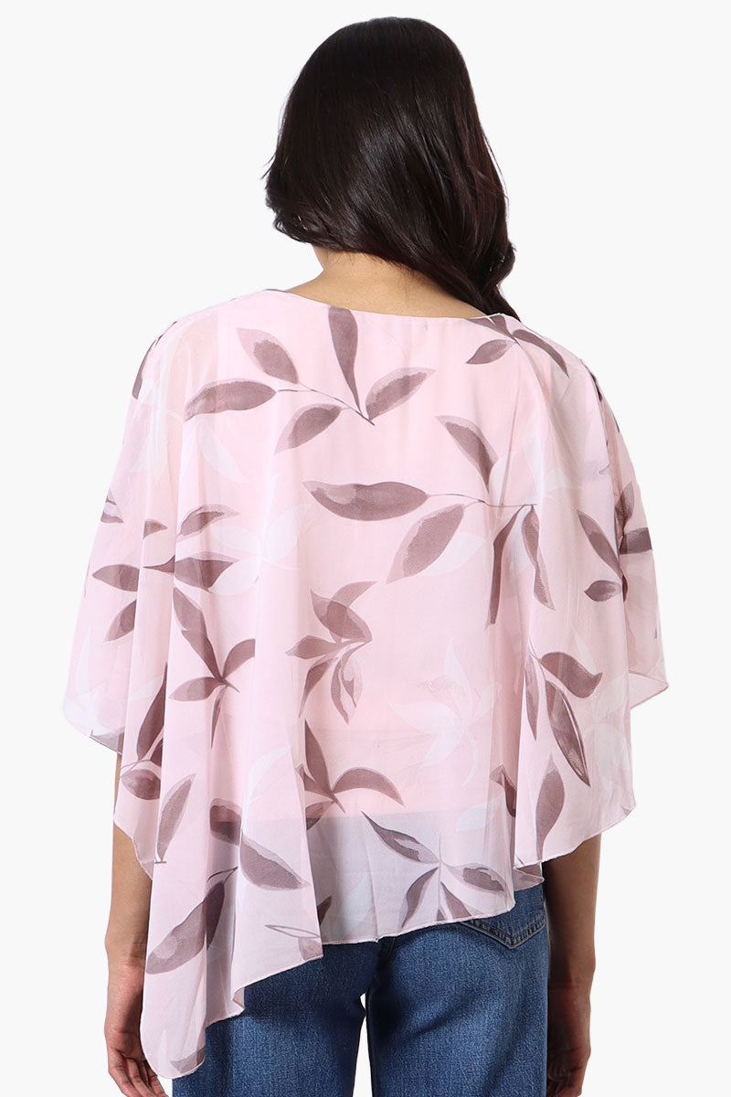 Limite Floral Cold Shoulder Poncho Blouse - Pink - Womens Shirts & Blouses - Fairweather