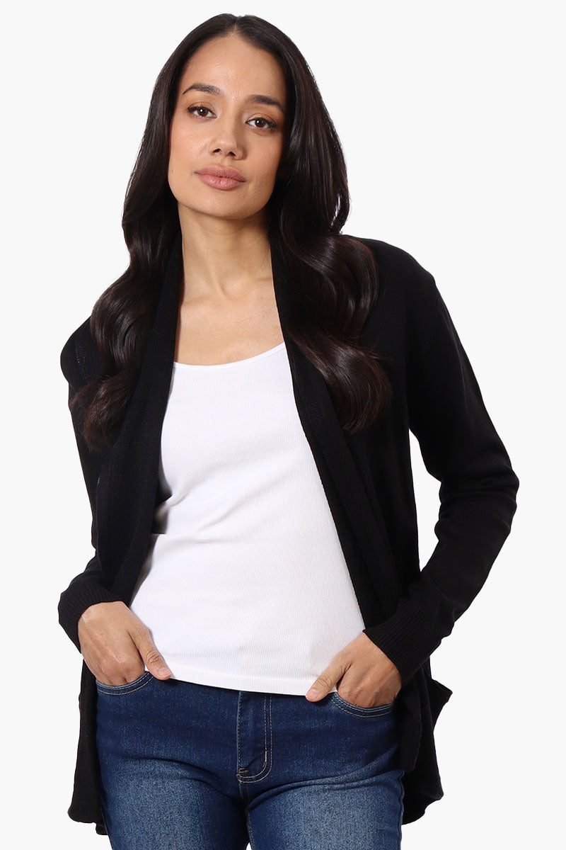 Beechers Brook Fold Over Wrap Cardigan - Black - Womens Cardigans - Fairweather