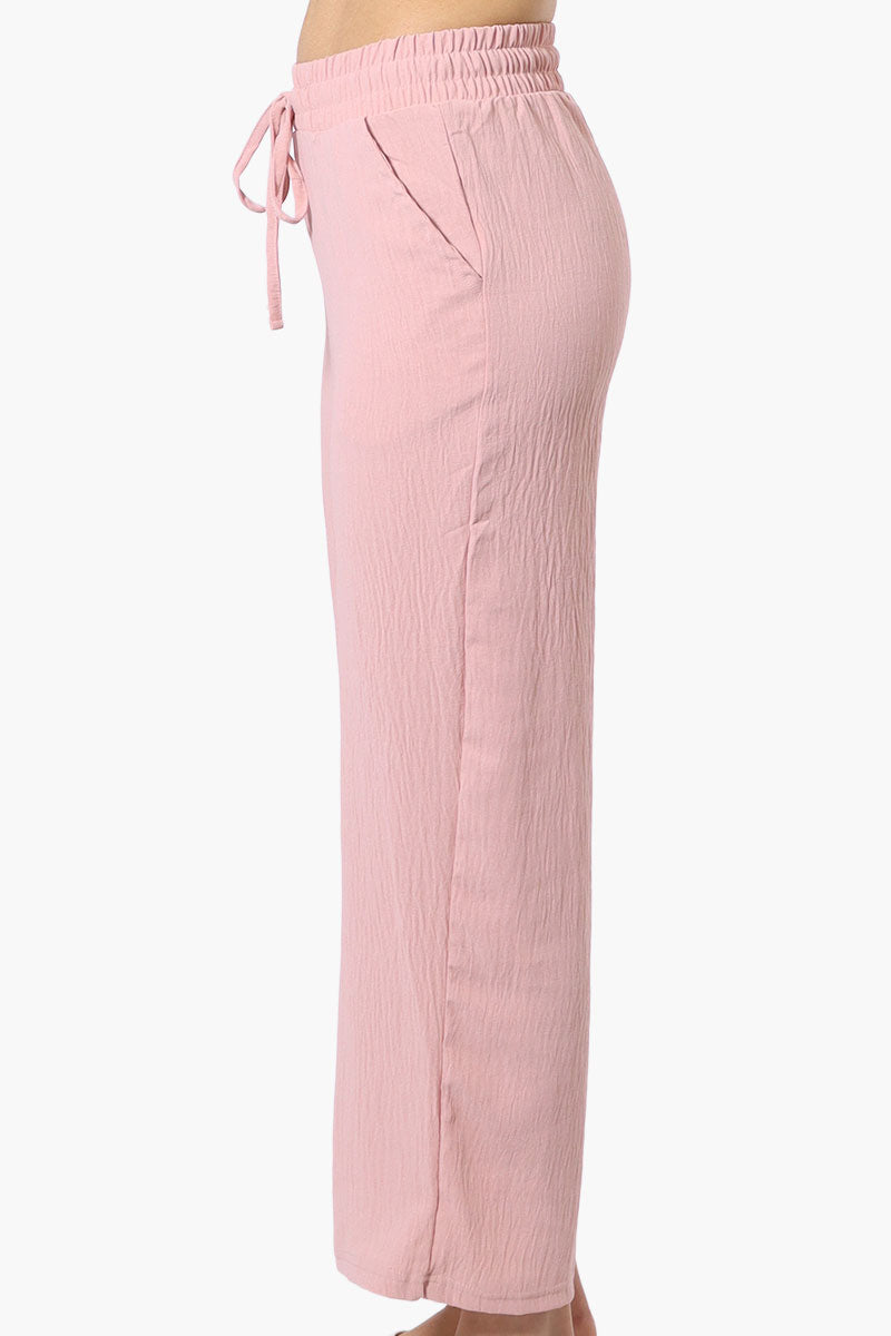 Urbanology Tie Waist Culotte Pants - Pink - Womens Pants - Fairweather