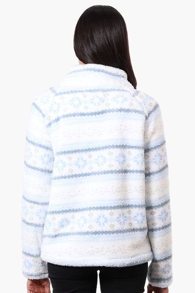 Canada Weather Gear Fair Isle Pattern 1/4 Zip Pullover Sweater - Blue - Womens Pullover Sweaters - Fairweather