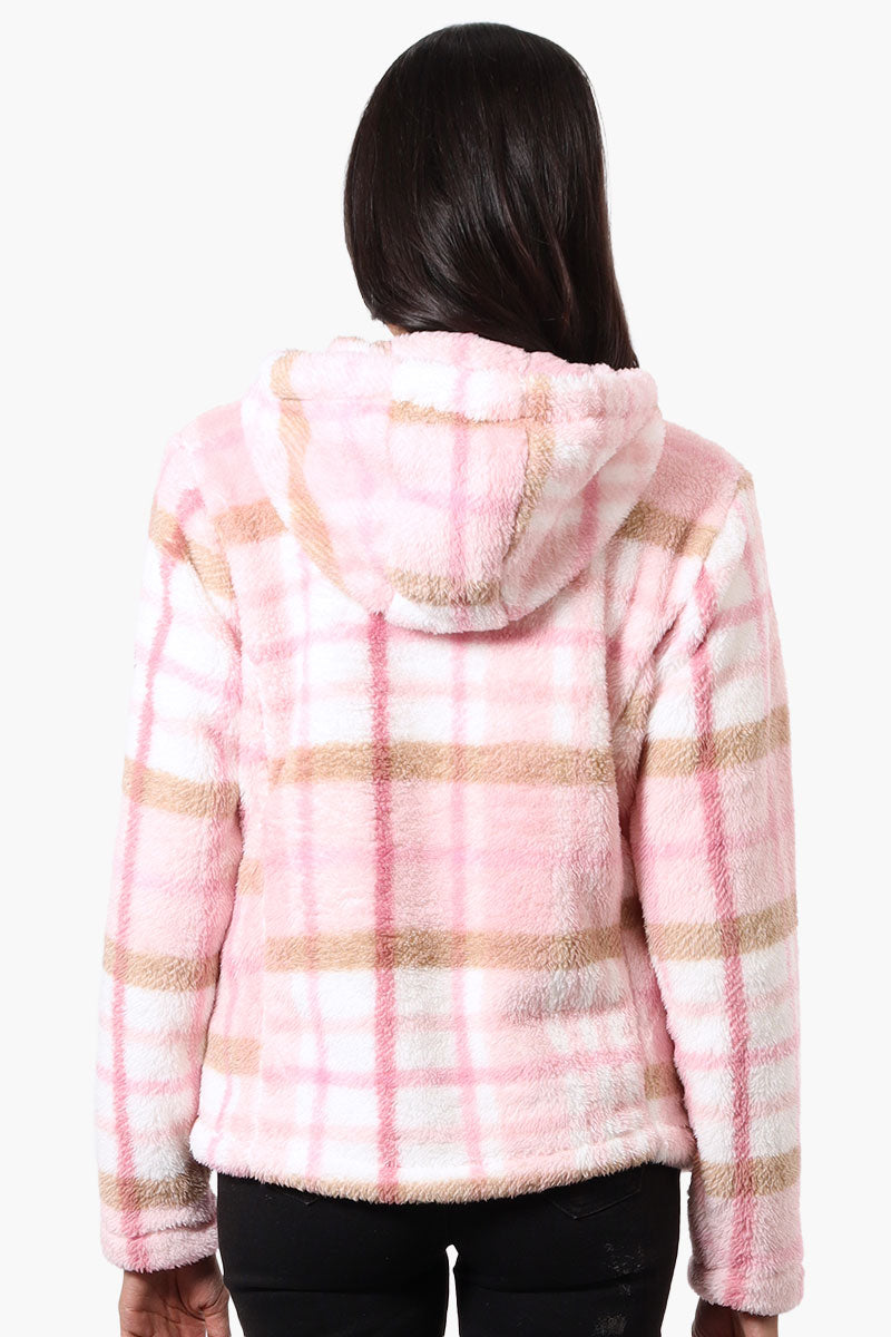 Canada Weather Gear Plush Plaid Hooded Lightweight Jacket - Pink - Womens Lightweight Jackets - Fairweather