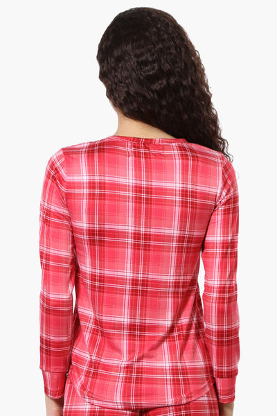 Canada Weather Gear Plaid Henley Pajama Top - Red - Womens Pajamas - Fairweather