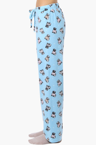 Canada Weather Gear Pug Pattern Wide Leg Pajama Bottoms - Blue - Womens Pajamas - Fairweather