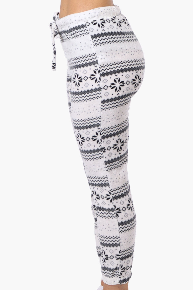 Canada Weather Gear Festive Pattern Fleece Pajama Bottoms - White - Womens Pajamas - Fairweather