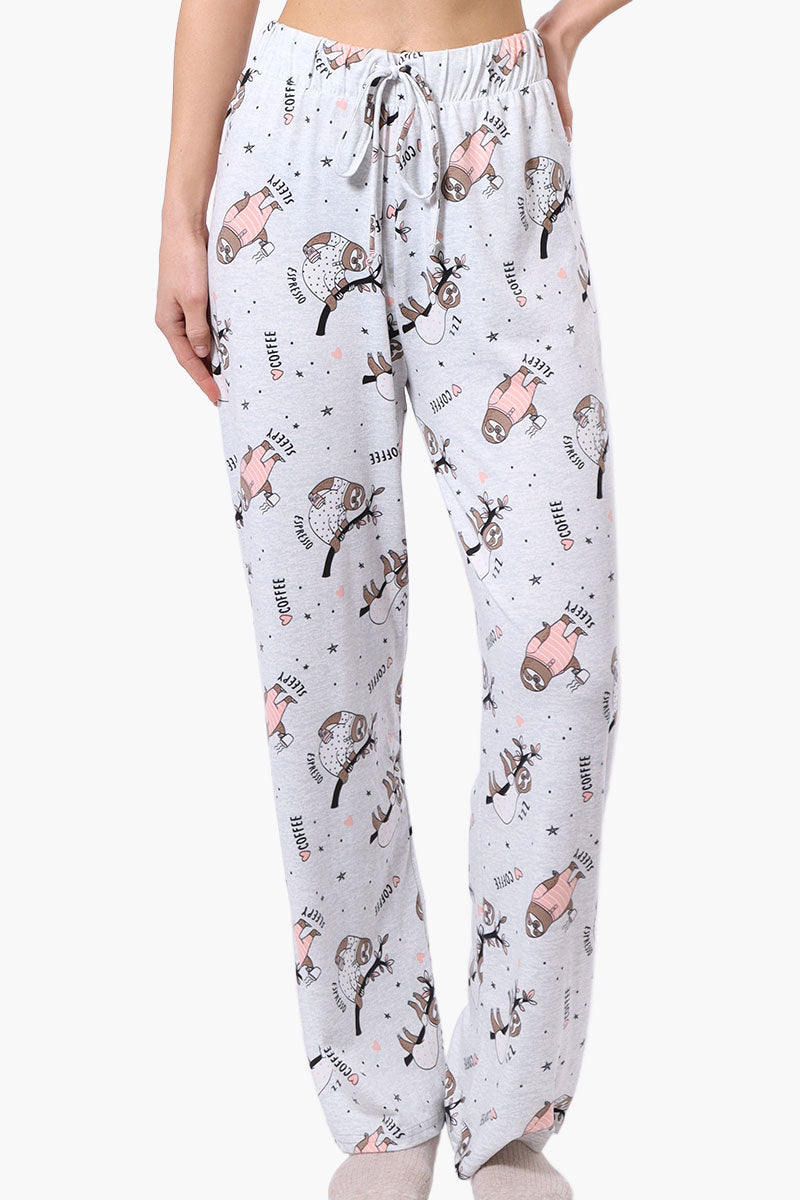 Canada Weather Gear Sloth Pattern Wide Leg Pajama Pants - Grey - Womens Pajamas - Fairweather