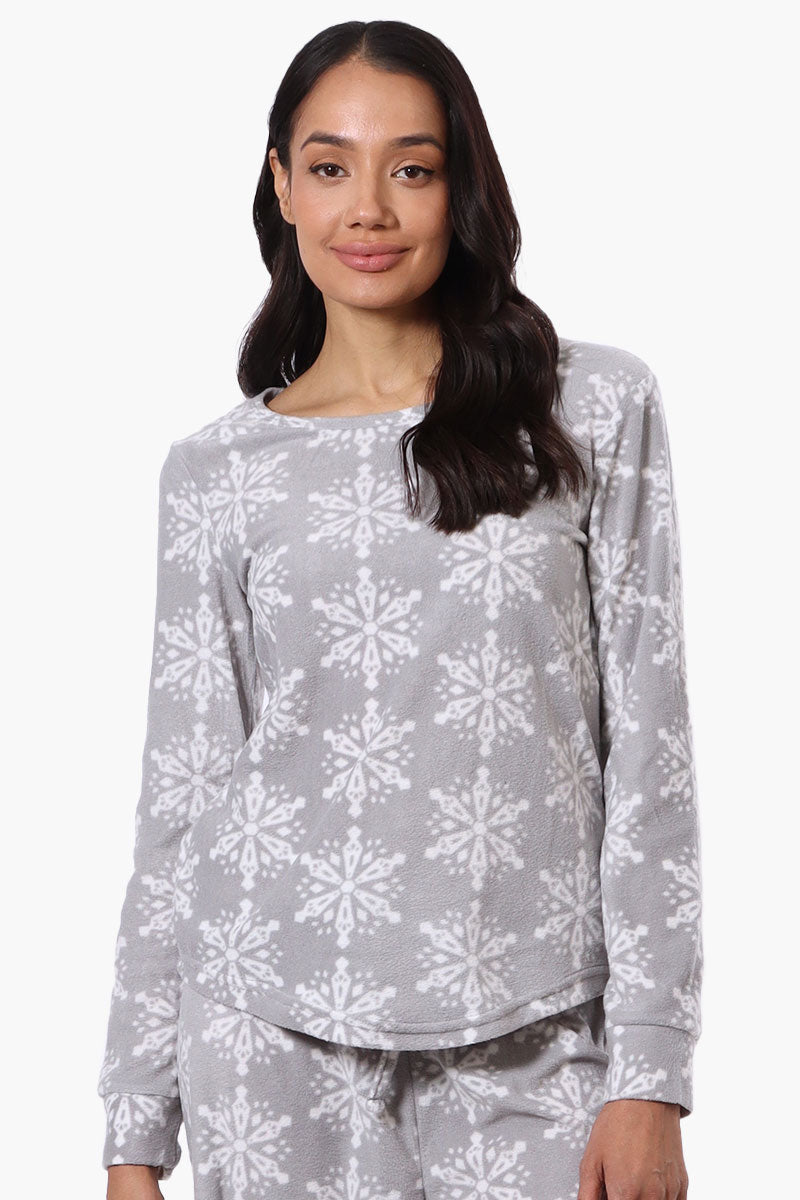 Canada Weather Gear Snowflake Pattern Pajama Top - Grey - Womens Pajamas - Fairweather