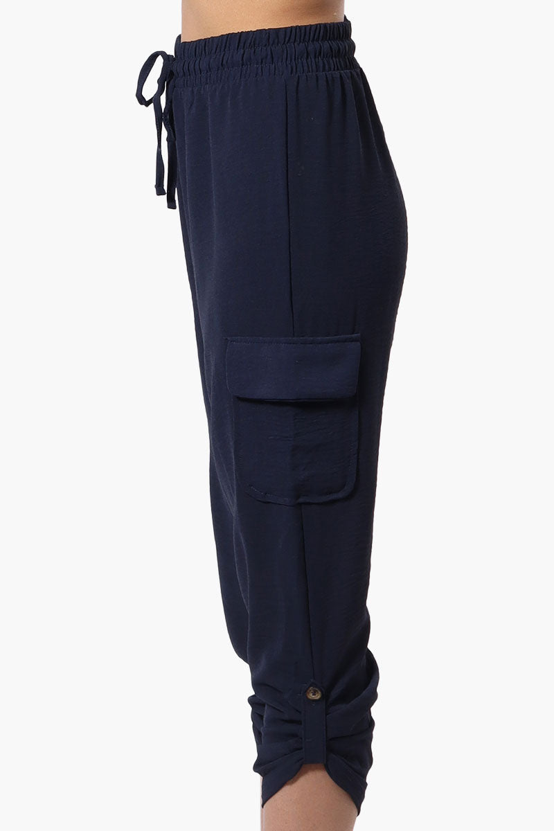 Urbanology Tie Waist Cargo Pocket Pants - Navy - Womens Pants - Fairweather