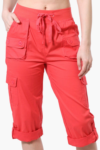 Canada Weather Gear Tie Waist Cargo Capris - Coral - Womens Shorts & Capris - Fairweather