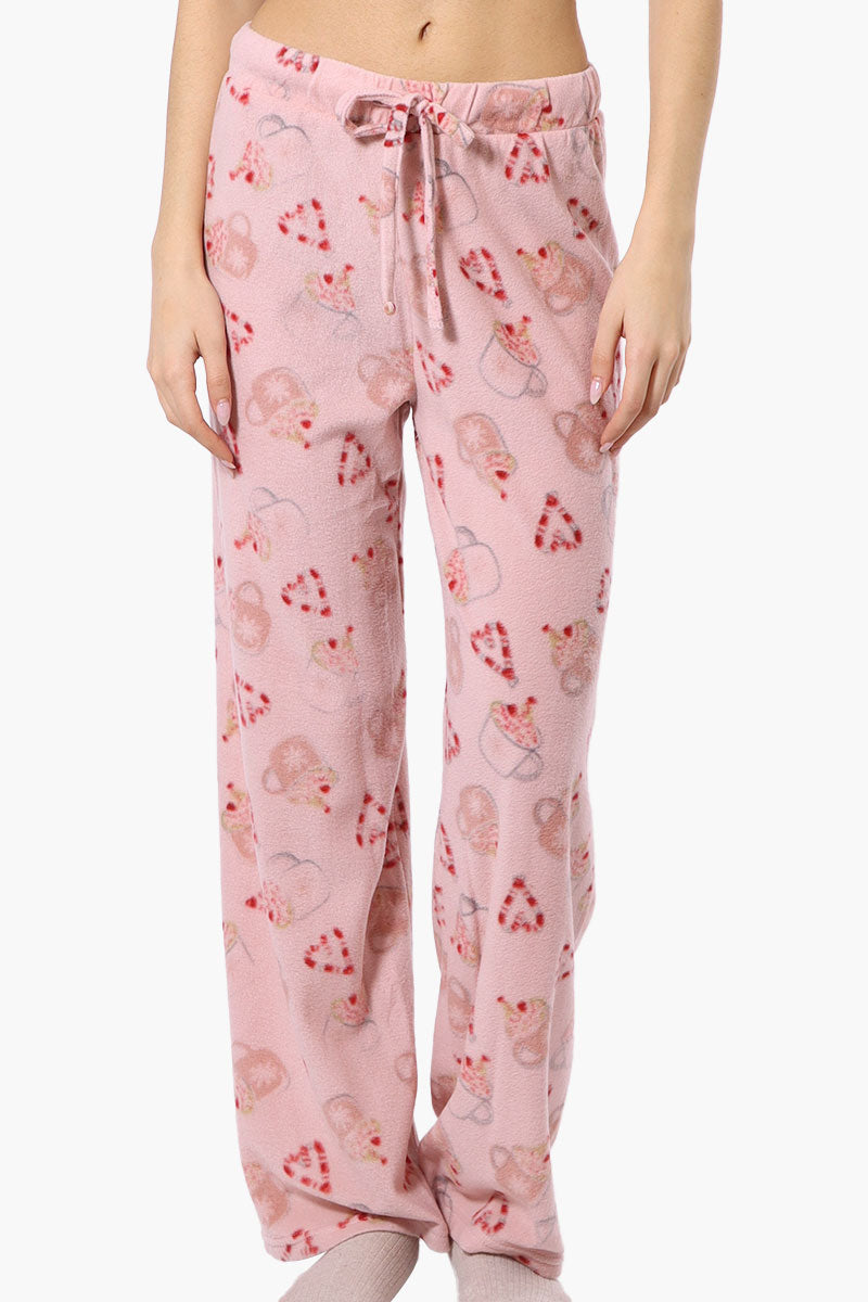 Canada Weather Gear Festive Pattern Wide Leg Pajama Bottoms - Pink - Womens Pajamas - Fairweather