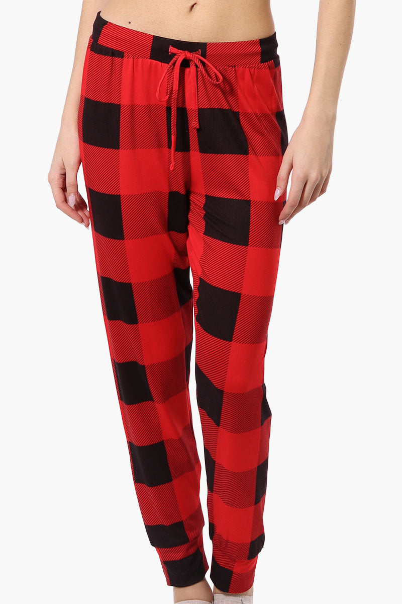 Canada Weather Gear Plaid Tie Waist Pajama Bottoms - Red - Womens Pajamas - Fairweather