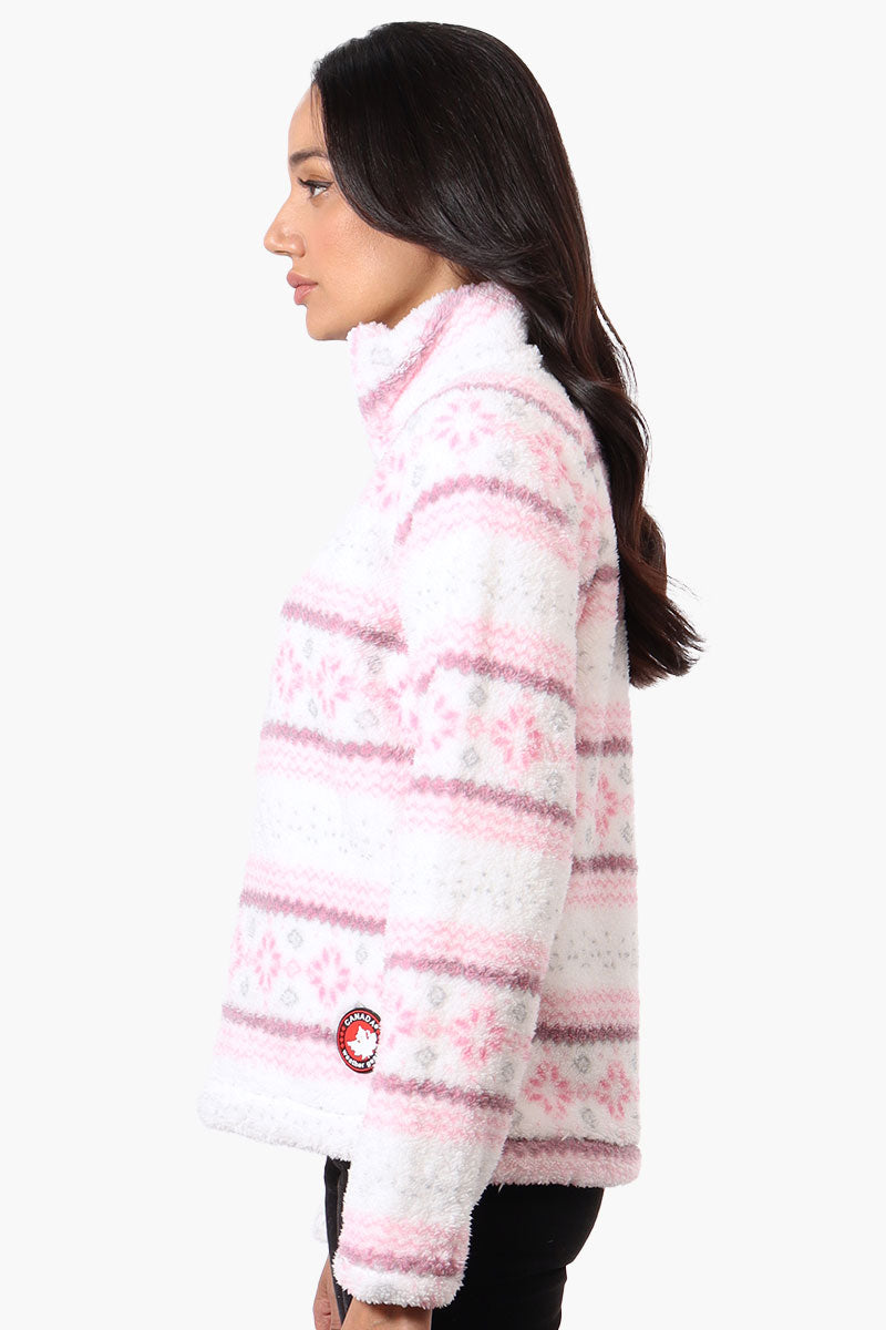 Canada Weather Gear Fair Isle Pattern 1/4 Zip Pullover Sweater - Pink - Womens Pullover Sweaters - Fairweather