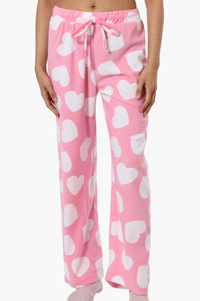 Canada Weather Gear Heart Pattern Wide Leg Pajama Pants - Pink - Womens Pajamas - Fairweather