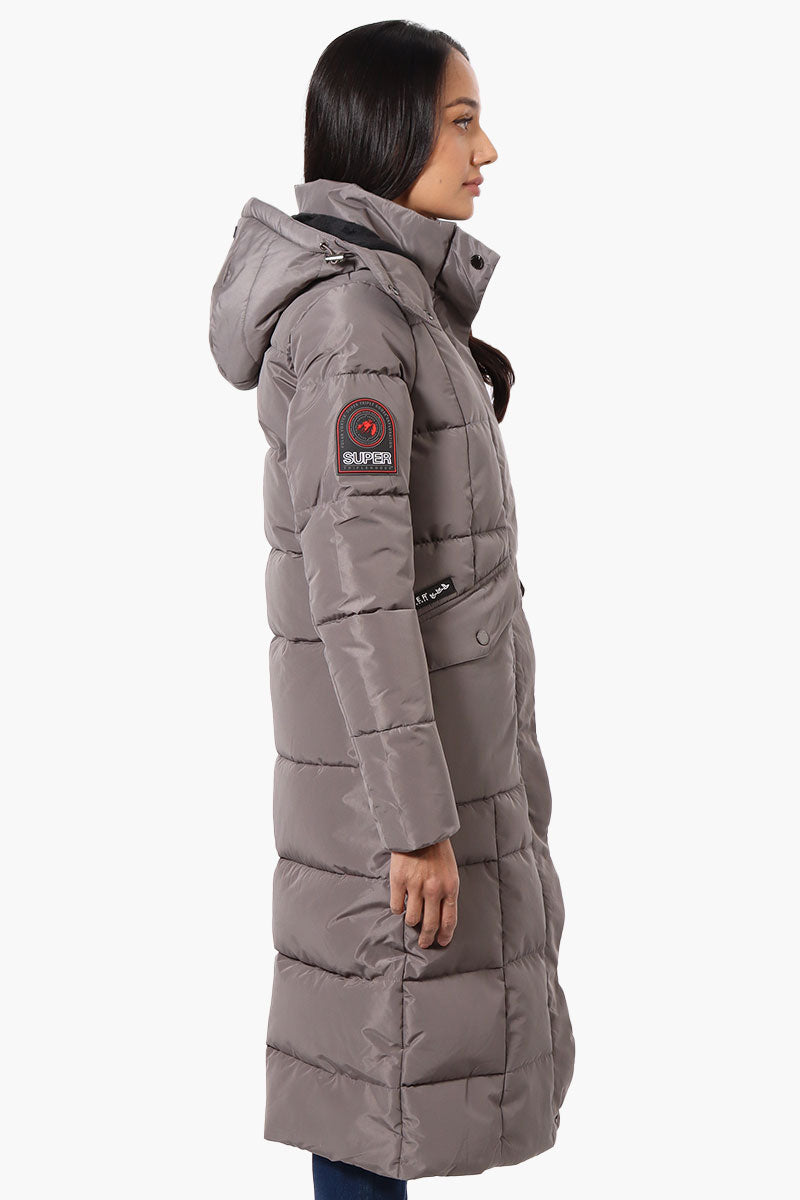 Super Triple Goose Maxi Puffer Parka Jacket - Grey - Womens Parka Jackets - Fairweather