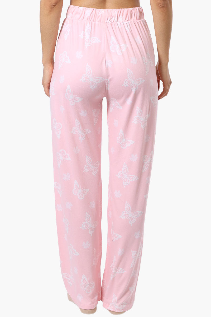 Canada Weather Gear Butterfly Pattern Wide Leg Pajama Pants - Pink - Womens Pajamas - Fairweather