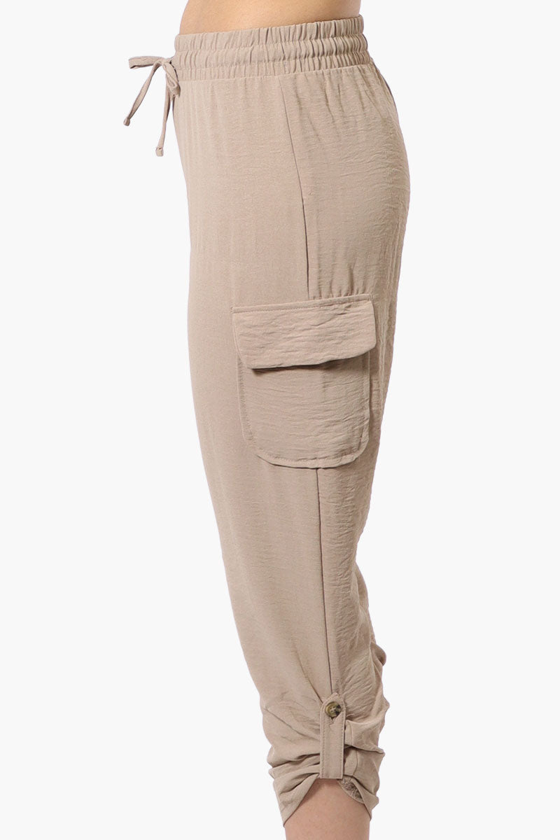 Urbanology Tie Waist Cargo Pocket Pants - Cream - Womens Pants - Fairweather