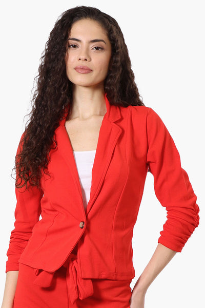 Majora Cinched Sleeve Single Button Blazer - Red - Womens Blazers - Fairweather